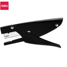 得力(deli)手握式金属质感耐用订书机/订书器 外卖打包便携手持装订 适配12#订书钉 黑色 得力0346