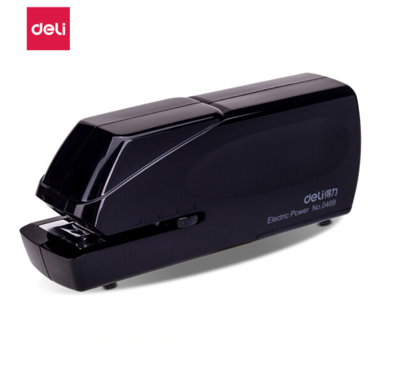 得力 双电源电动订书机 电子自动装订  黑色0489