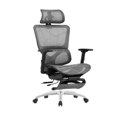 多喜玛电脑椅人工公椅子舒适久坐可躺 灰色-整背升降-可调座板-带脚踏 