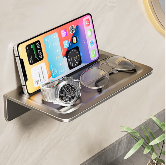 BONZEMON卫生间手机置物架 不锈钢厕所置物架公共洗手间纸巾架托盘收纳架