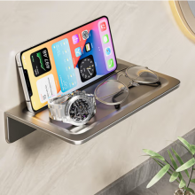 BONZEMON卫生间手机置物架 不锈钢厕所置物架公共洗手间纸巾架托盘收纳架