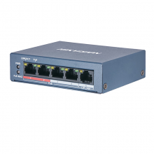 海康威视 POE交换机5口百兆监控交换机金属外壳散热非网管延长网线传输DS-3E0105P-E/M