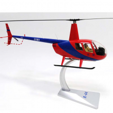 良青罗宾逊R-44雷鸟直升机 仿真合金摆件退伍收藏静态模型1:32蓝红款