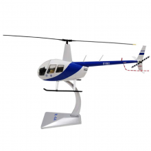 良青R-44雷鸟直升机 仿真合金摆件退伍收藏静态模型 1:32蓝白款