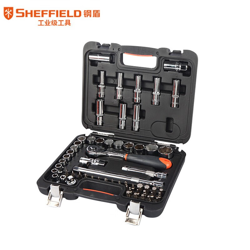 钢盾（SHEFFIELD）S010058 铬钒合金钢58件套棘轮扳手套筒公制 12.5mm系列 维修