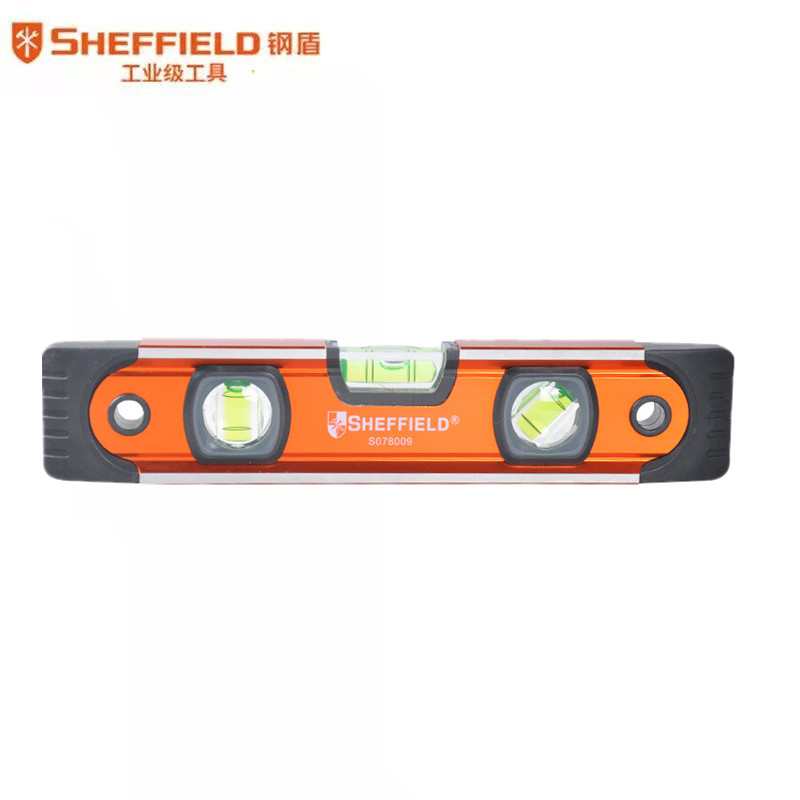 钢盾 SHEFFIELD S078009 鱼雷式水平尺9英寸 便携铝合金水平仪带包胶防震抗摔