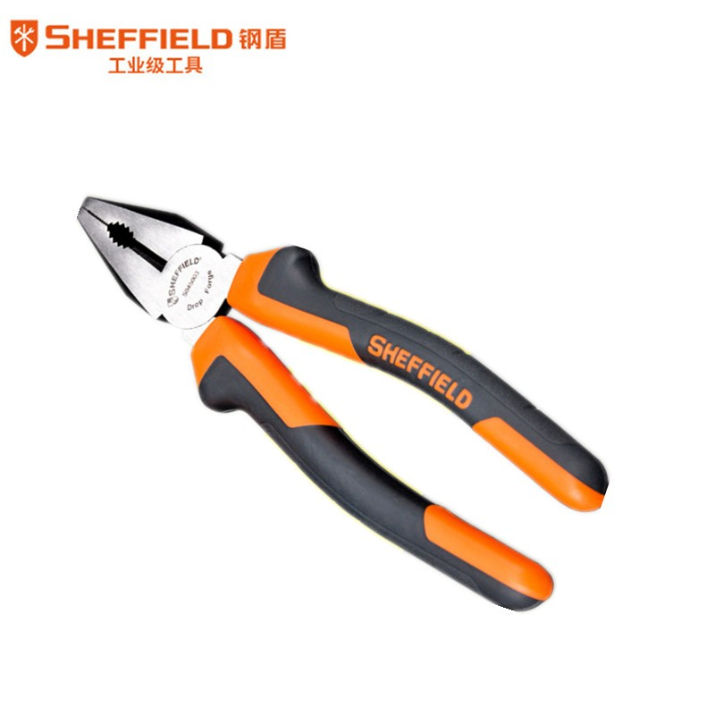钢盾（SHEFFIELD）S045003 钢盾双色柄钢丝钳子电工工具老虎钳8寸克丝钳断线钢丝钳