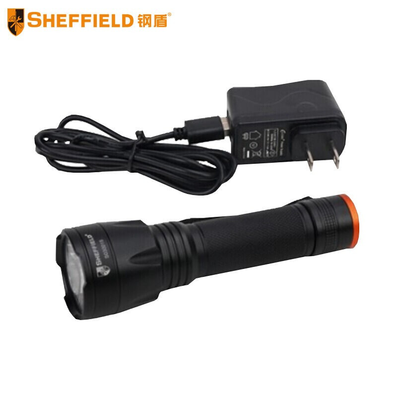 钢盾 SHEFFIELD S030017便携式超亮充电式黄光手电筒 电工户外照明应急维修灯