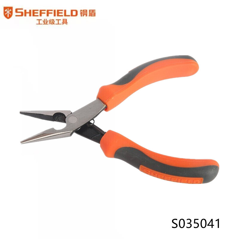 钢盾SHEFFIELD S035041双色柄迷你尖嘴钳5.5寸 防滑手柄尖头钳子 尖咀钳 五金工具