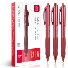 得力（deli）S60-6 书写用笔类用具 按动中性笔子弹头 0.5mm红色6支装