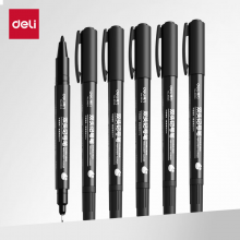 得力 P06824 双头0.5mm/1.2mm油性记号笔 黑色 12支/盒