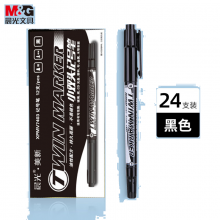 晨光(M&G) XPMV7403 书写用笔类用具 小双头细杆记号笔多用油性笔  24支 黑色