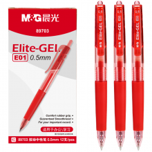 晨光(M&G)E01 书写用笔类用具 按动中性笔学生0.5签字笔子弹头 红色 12支