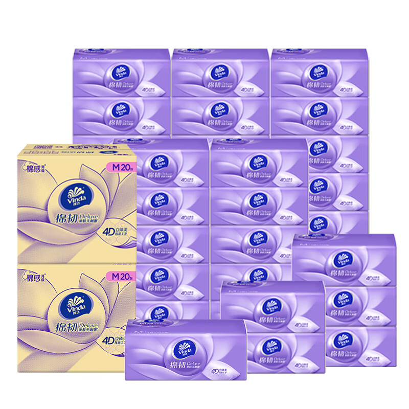 维达（Vinda）抽纸 棉韧3层100抽*40包M码 整箱