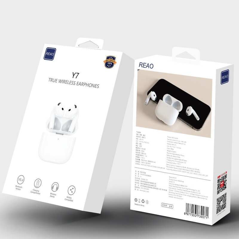 REAO泺澳Y7新款真无线蓝牙耳机REAOpods无线耳机全功能磁吸无线充电