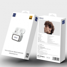 REAO泺澳Y6智能触屏降噪无线耳机蓝牙耳机带显示屏耳机操作简单 白色