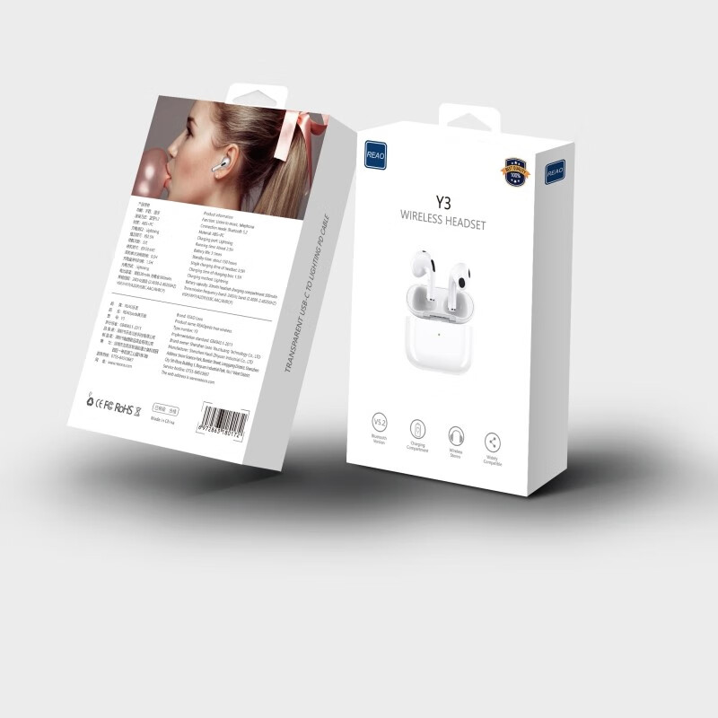 REAO乐奥Y3无线蓝牙耳机真无线耳机磁吸充电入耳检测 白色