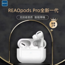 REAO泺澳Y5蓝牙耳机真无线耳机带提示音磁吸无线充电挂绳耳机 白色