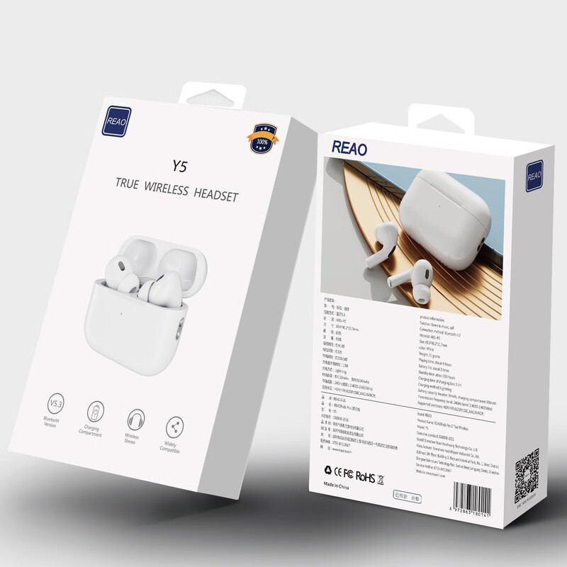 REAO泺澳Y5-ANC降噪无线耳机蓝牙耳机ANC真无线耳机真降噪 白色