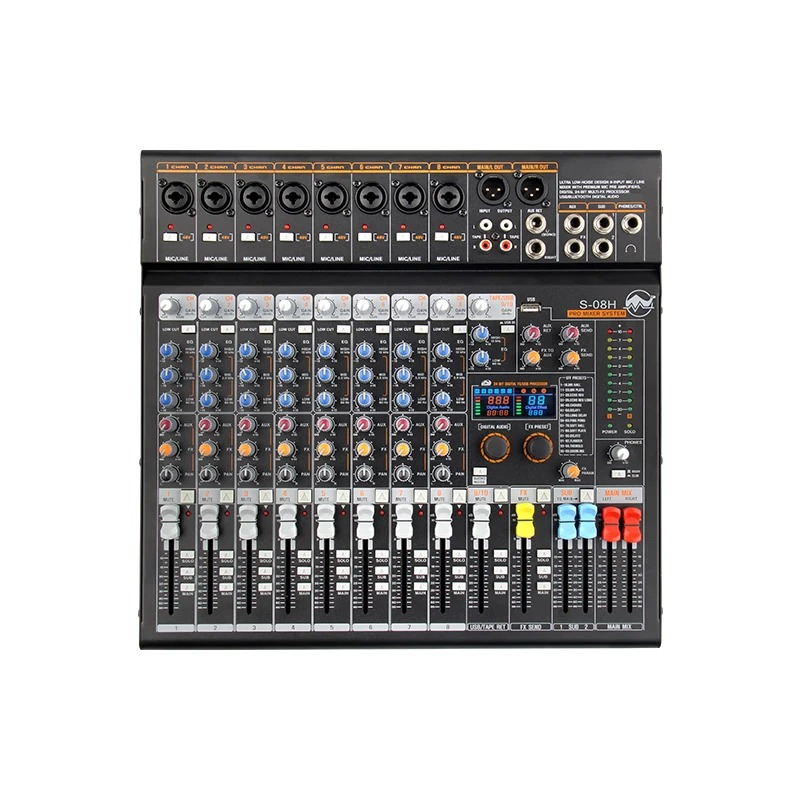 声彩谷模拟调音台 S-08H LCD彩屏可视多种功能内容 内置20种预调DSP效果器
